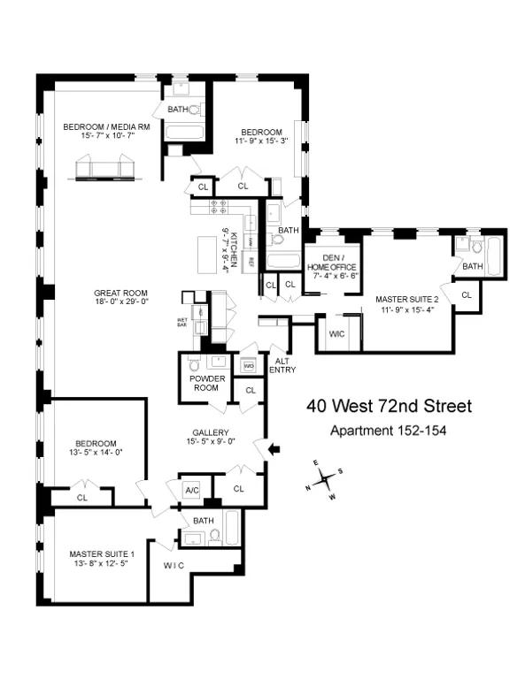 40 West 72nd Street, 152-154 | floorplan | View 14