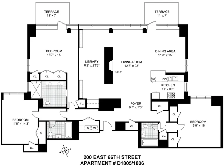 200 East 66th Street, D1805-1806 | floorplan | View 9
