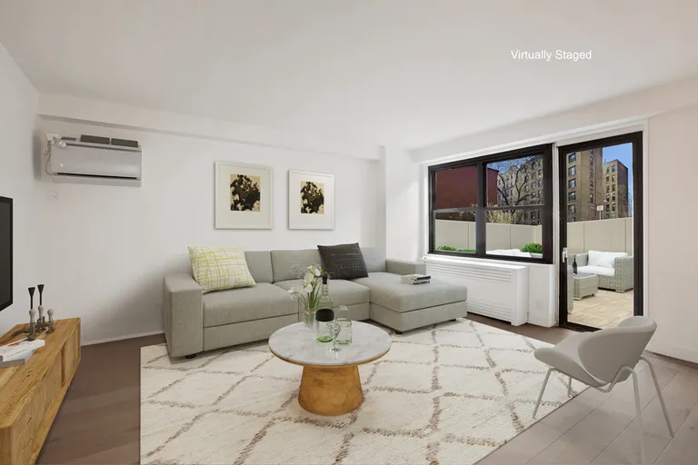 New York City Real Estate | View 175 West 95th Street, 2B | Living Room opens to private terrace | View 2