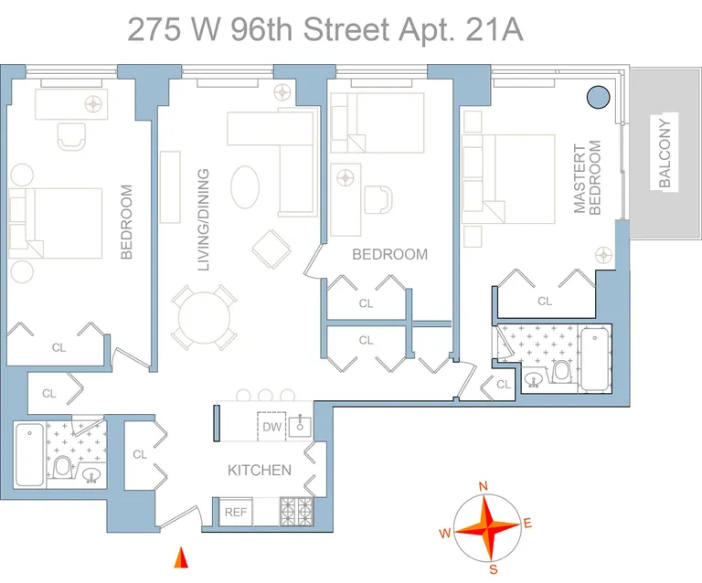 275 West 96th Street, 21A | floorplan | View 9
