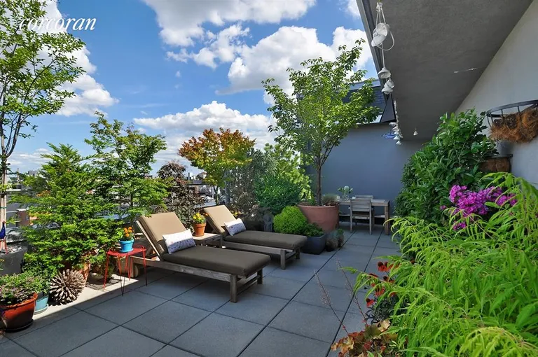 New York City Real Estate | View 415 Leonard Street, 7C | Lounge & Dine on the Terrace | View 8