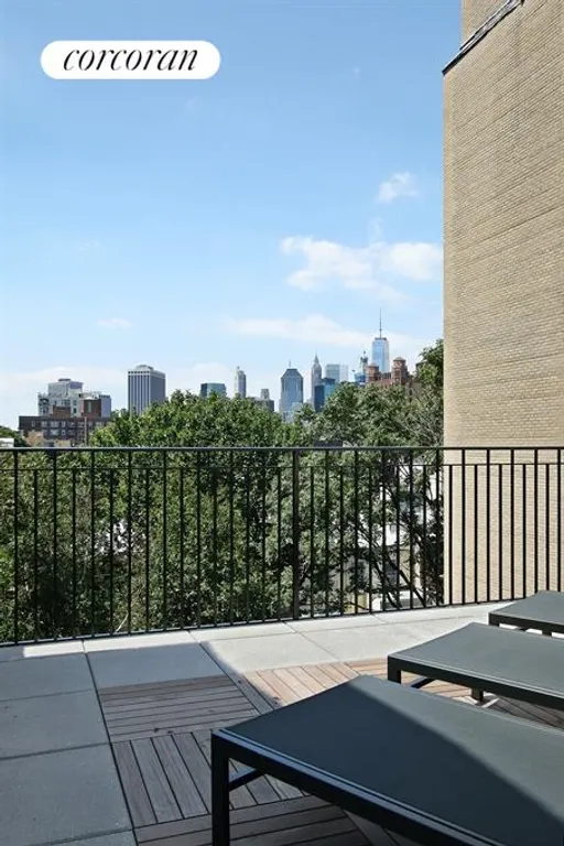 New York City Real Estate | View 27 Monroe Place | Roof Terrace with Manhattan Skyline View | View 26