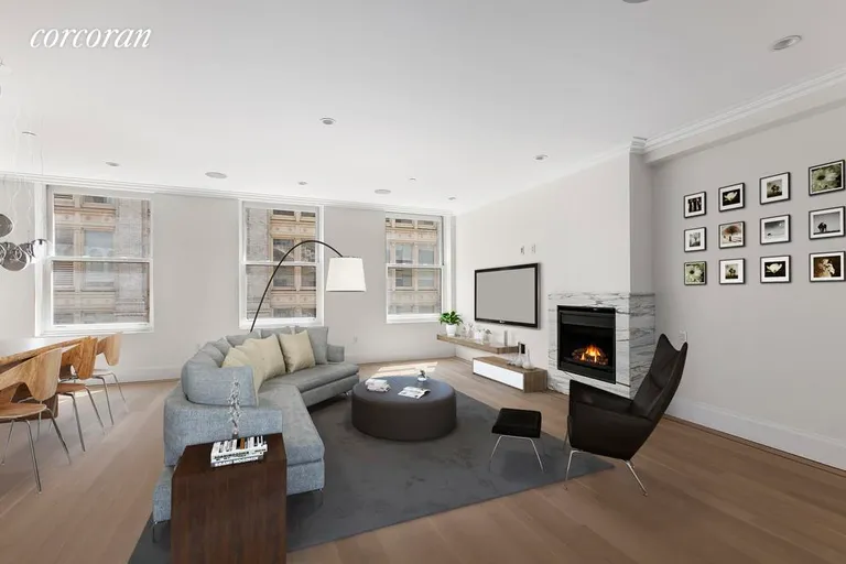 New York City Real Estate | View 37 West 19th Street, PH | Living room (virtually staged) | View 2