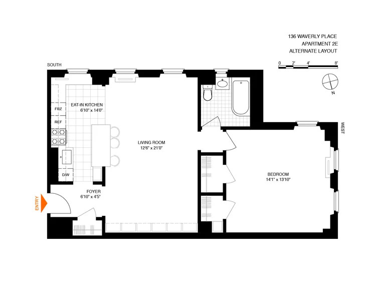 136 Waverly Place, 2E | floorplan | View 6