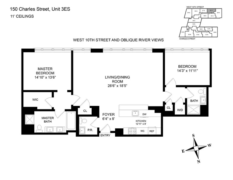 150 Charles Street, 3ES | floorplan | View 6