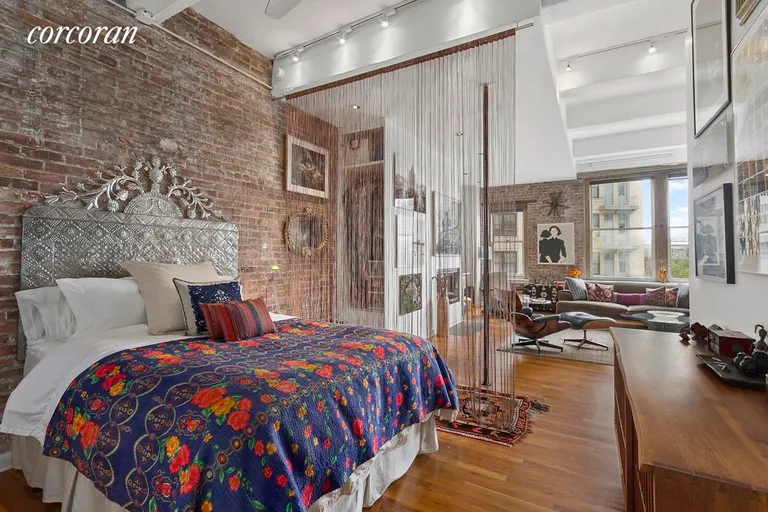 New York City Real Estate | View 321 West 13th Street, 5C | Loft Bedroom Area with Exposed Brick | View 3