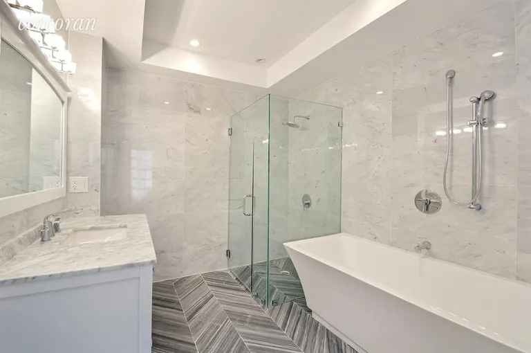 New York City Real Estate | View 459 Franklin Avenue | Master Bathroom with Floating Tub & Walk In Shower | View 6