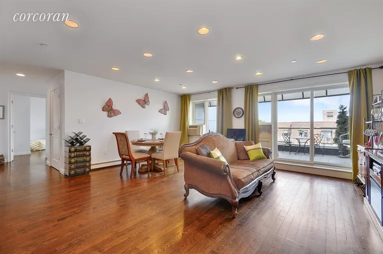 New York City Real Estate | View 1138 Ocean Avenue, 7C | Dining/ Living Room with access to TRIPLE terraces | View 2