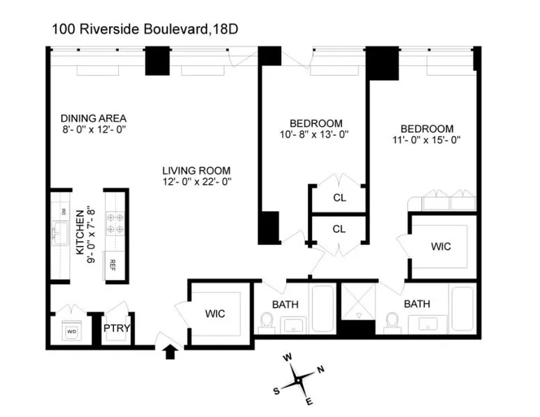 100 Riverside Boulevard, 18D | floorplan | View 15