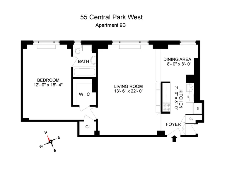 55 Central Park West, 9B | floorplan | View 7