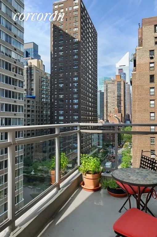 New York City Real Estate | View 420 East 55th Street, 10N | Balcony with fantastic city views | View 2
