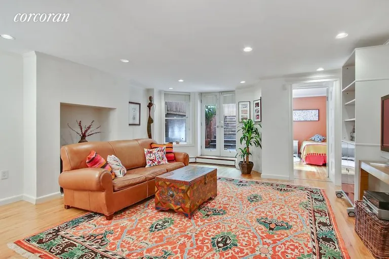 New York City Real Estate | View 8 Pierrepont Street, 1 | Garden level living room | View 12