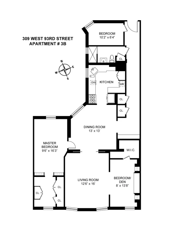309 West 93rd Street, 3B | floorplan | View 5