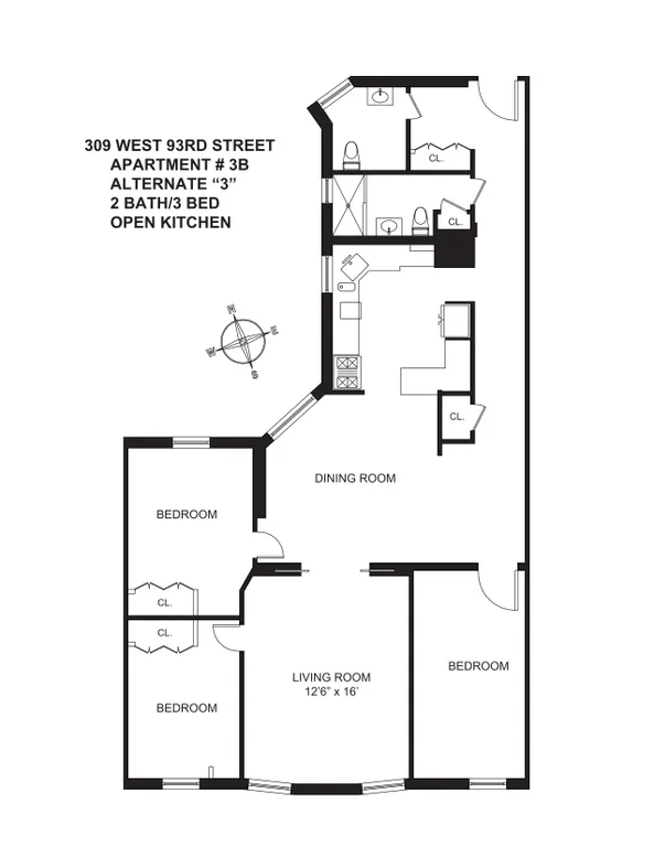 309 West 93rd Street, 3B | floorplan | View 8