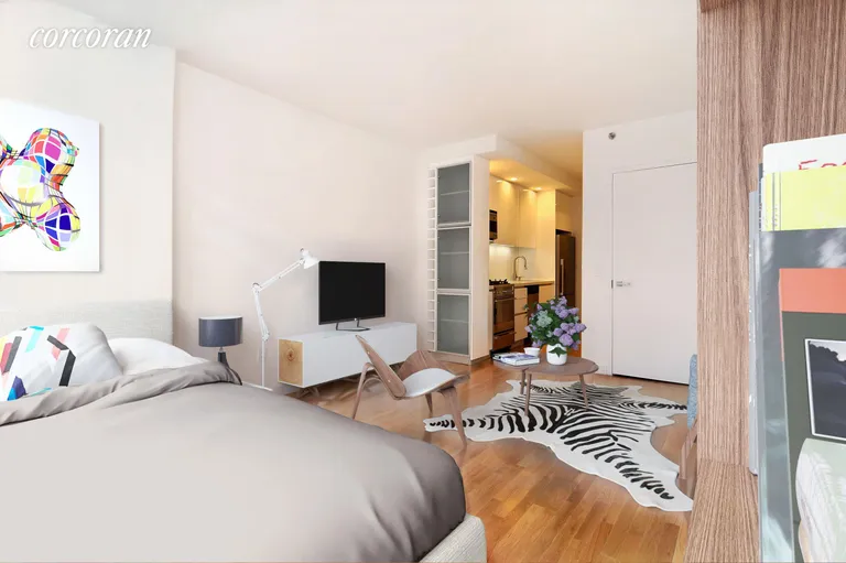 New York City Real Estate | View 148 East 24th Street, 6B | Living and sleeping room (virtually staged) | View 2