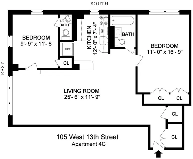 105 West 13th Street, 4C | floorplan | View 9
