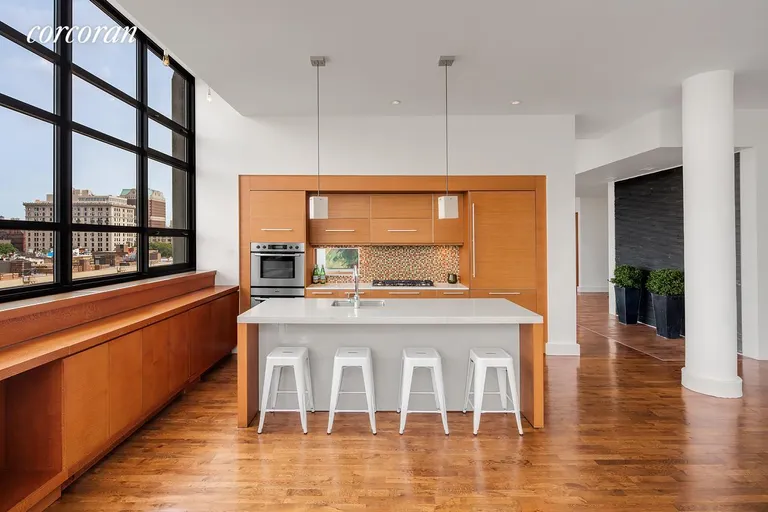 New York City Real Estate | View 360 Furman Street, 1014-1015 | Main kitchen with north and west views | View 3