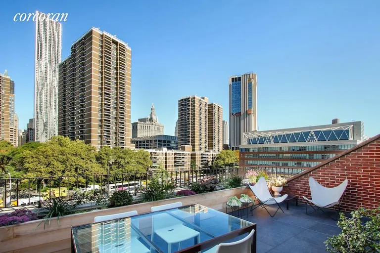 New York City Real Estate | View 130 Beekman Street, 5A | Lower terrace facing west | View 5