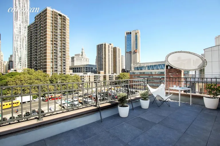 New York City Real Estate | View 130 Beekman Street, 5A | Upper terrace facing west | View 10