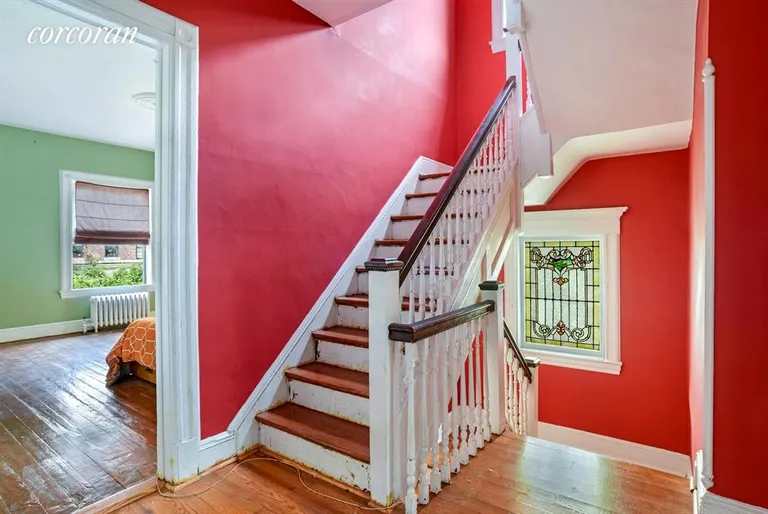 New York City Real Estate | View 401 Marlborough Road | Stained glass, twisting stair, three floors! | View 6
