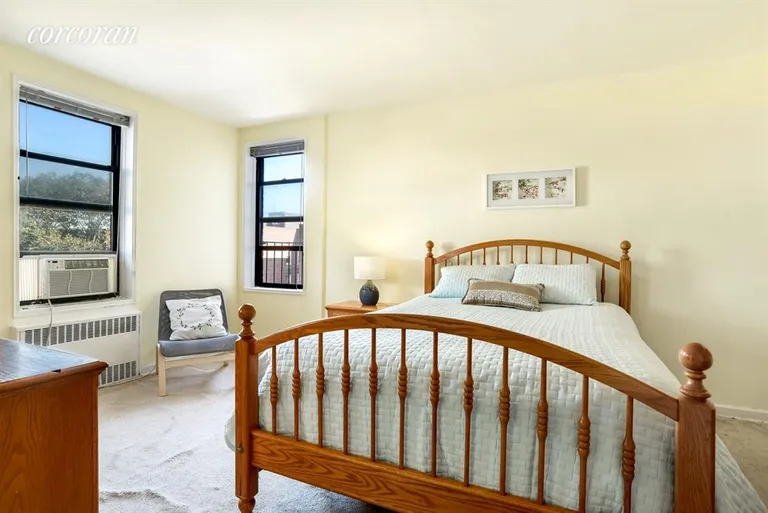 New York City Real Estate | View 202 Seeley Street, 4D | King-sized Bedroom with corner windows  | View 5