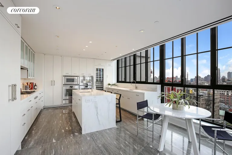New York City Real Estate | View 60 East 86th Street, PENTHOUSE | Windowed Eat-In Chef's Kitchen w/Terrace | View 4