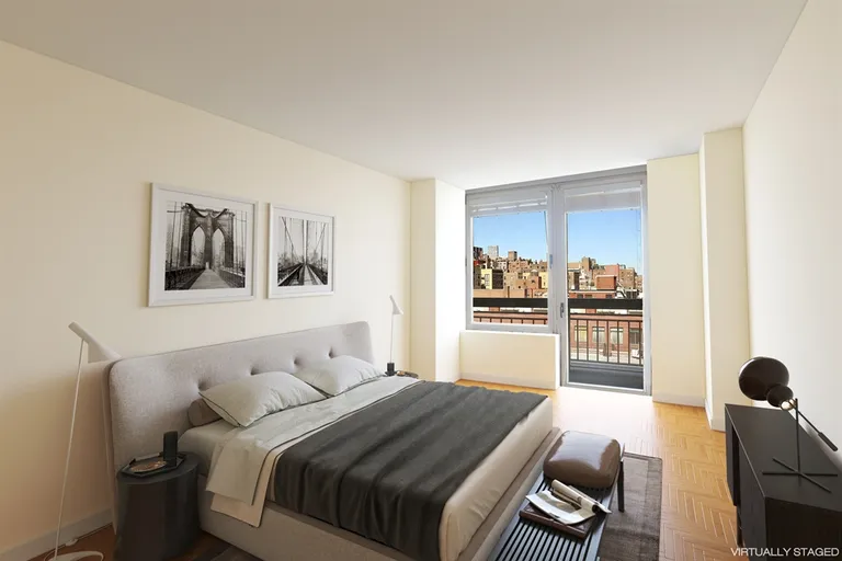 New York City Real Estate | View 170 East 87th Street, W12B | Master bedroom suite with private balcony | View 5