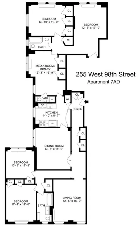 255 West 98th Street, 7AD | floorplan | View 10