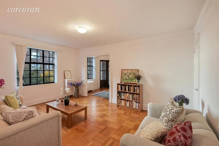 New York City Real Estate | View 116 Pinehurst Avenue, J45 | Living room connected to the dining area | View 2
