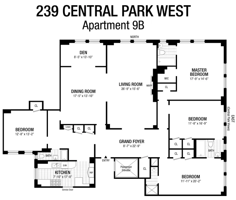 239 Central Park West, 9B | floorplan | View 6