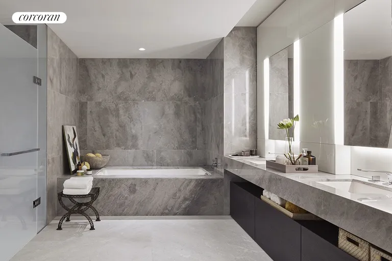 New York City Real Estate | View 15 Hudson Yards, 66D | Contrast Scheme Master Bathroom | View 6