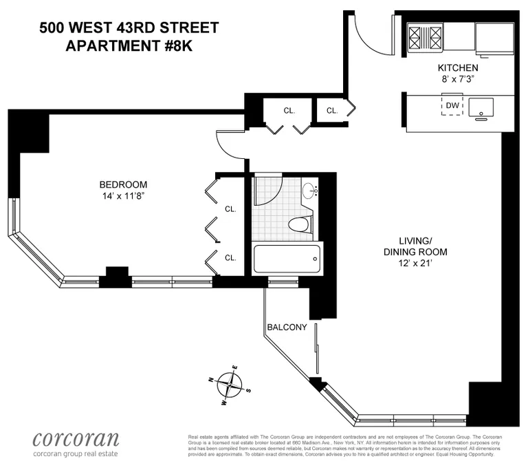 500 West 43rd Street, 8K | floorplan | View 6