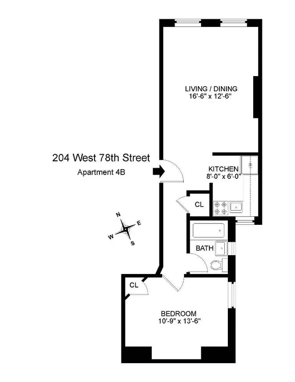 204 West 78th Street, 4B | floorplan | View 5