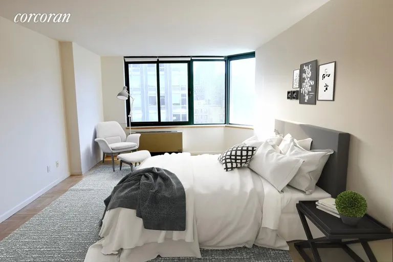 New York City Real Estate | View 201 West 72nd Street, 12B | bedroom virtually staged | View 2