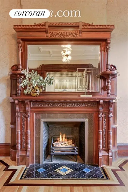New York City Real Estate | View 131 Lincoln Place | Decorative Dining Room Fireplace  | View 7