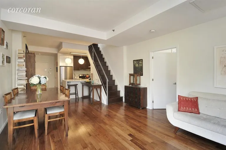 New York City Real Estate | View 433 Warren Street, PHE | Dining in Living Room | View 2