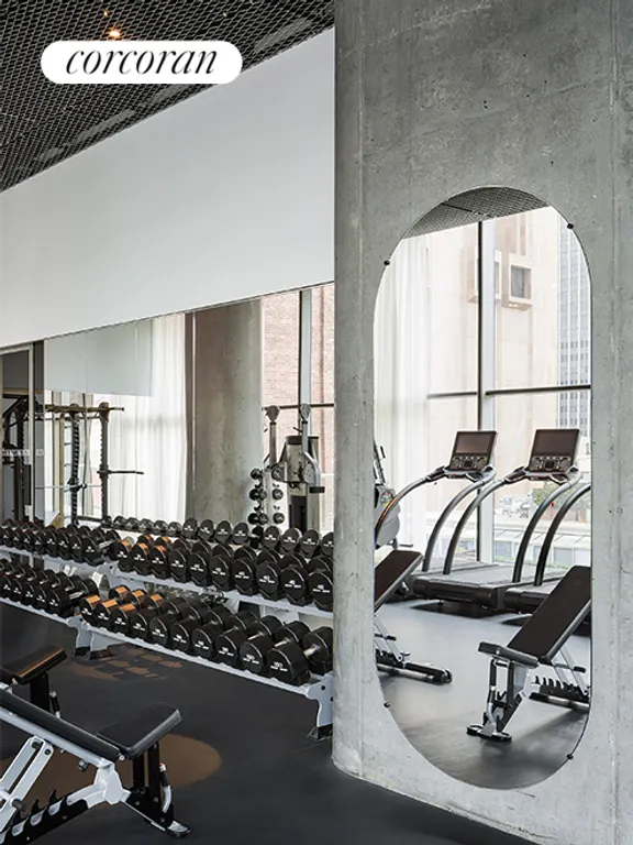 New York City Real Estate | View 56 Leonard Street, 15A EAST | Fitness center with private terrace | View 13