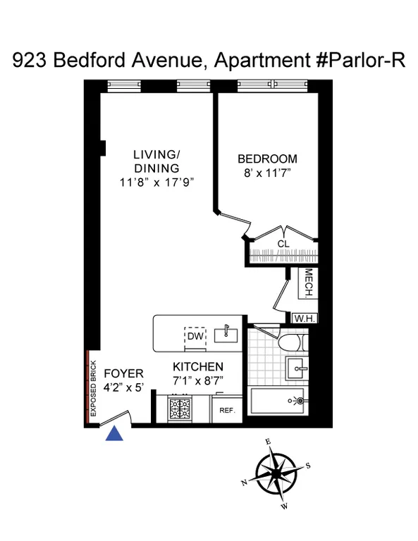 923 Bedford Avenue, 2R | floorplan | View 1