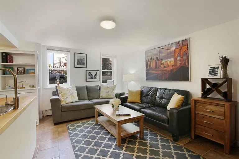 New York City Real Estate | View 212 16th Street | Garden Apartment Living Room | View 9