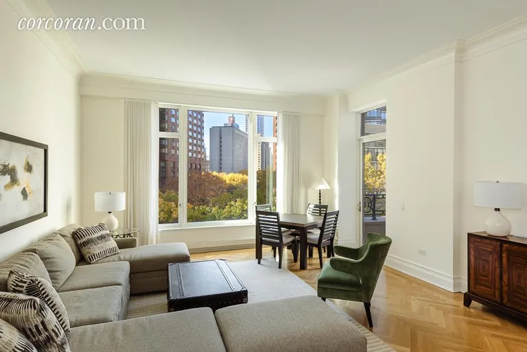 New York City Real Estate | View 15 Central Park West, 6J | Living Room looking West with door to Terrace | View 2