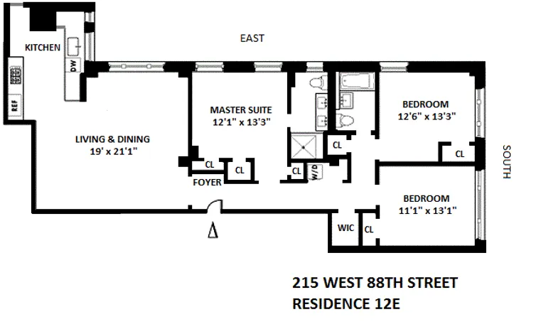 215 West 88th Street, 12E | floorplan | View 9