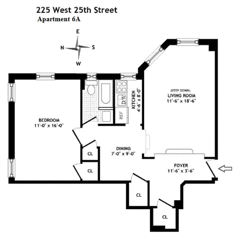 225 West 25th Street, 6A | floorplan | View 11
