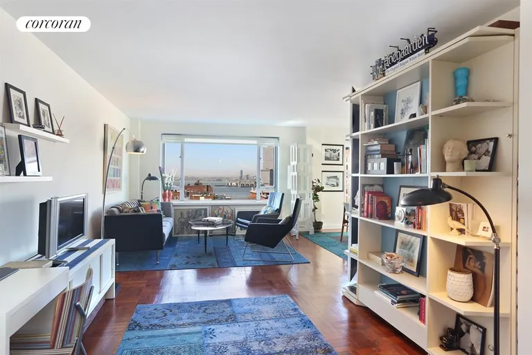 New York City Real Estate | View 60 Remsen Street, 9A | Living Room and Office Foyer w/ Murphy Bed | View 4