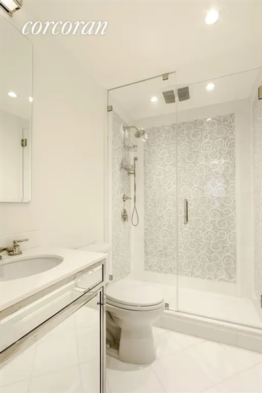 New York City Real Estate | View 107 West 89th Street, GB | Gorgeous Bathroom with Thassos Marble and Mosaic | View 10