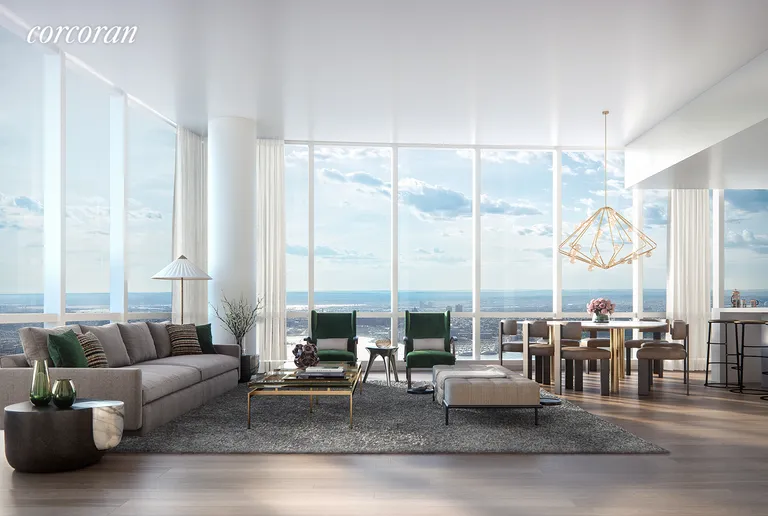 New York City Real Estate | View 15 Hudson Yards, 63B | Loft Residence Living Room | View 2