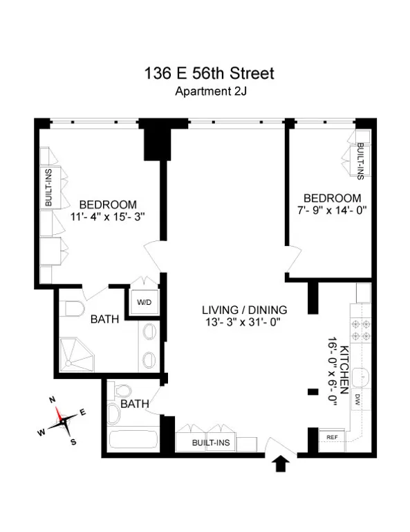 136 East 56th Street, 2J | floorplan | View 7