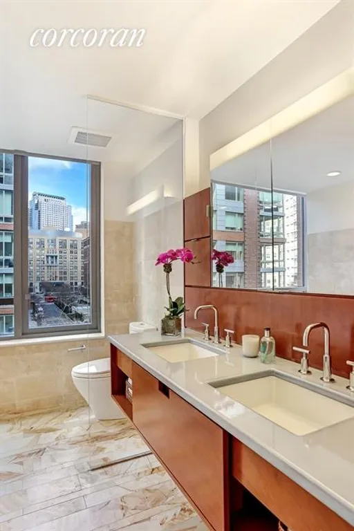 New York City Real Estate | View 2 River Terrace, 5L | Windowed Master Bathroom | View 6