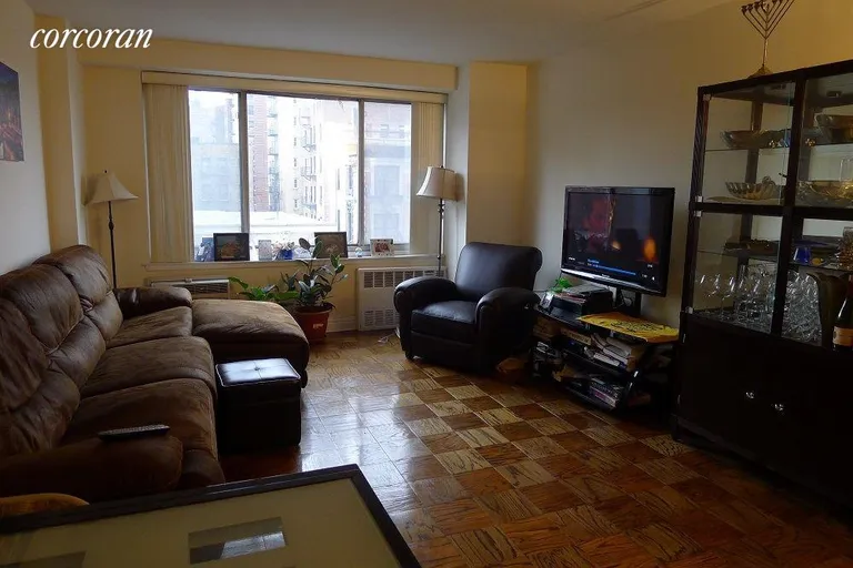New York City Real Estate | View 400 Central Park West, 6V | Spacious living room with bright vu | View 2