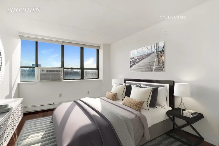 New York City Real Estate | View 301 West 110th Street, 16J | Virtually Staged Master Bedroom | View 3