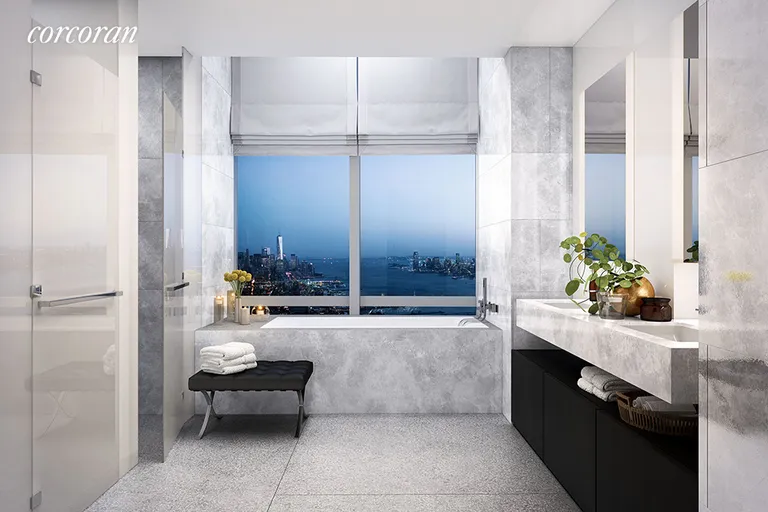 New York City Real Estate | View 15 Hudson Yards, 72A | Contrast Scheme Master Bathroom | View 4
